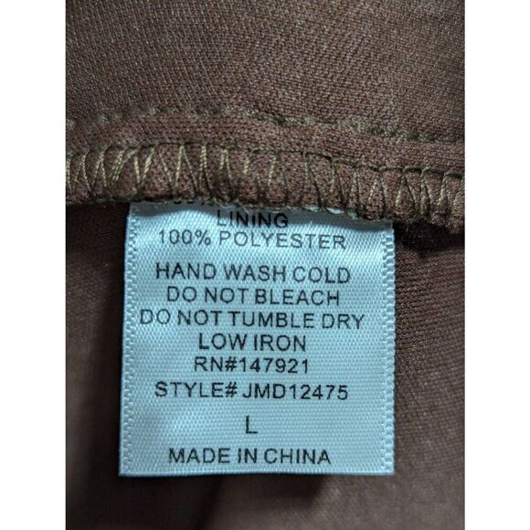 Just Me Women's Brown Floral Lace Embroidered Open Back Long-Sleeve Dress Size L - Picture 6 of 6